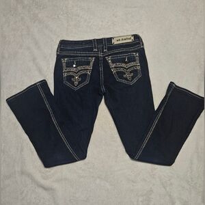 Rock Revival Blue Boot Cut Jeans with Contrast Stitching
